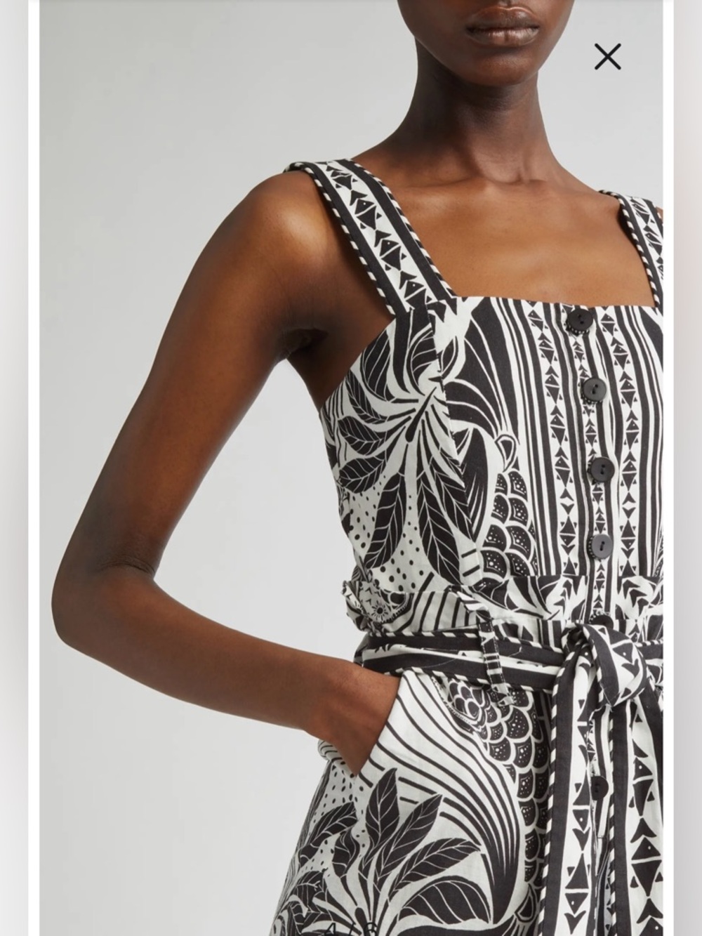 FARM Rio Black & White Printed Belted Romper - Picture 5 of 8